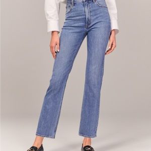Abercrombie & Fitch Ultra High Rise Ankle Straight Jean, Medium wash, Extra Long